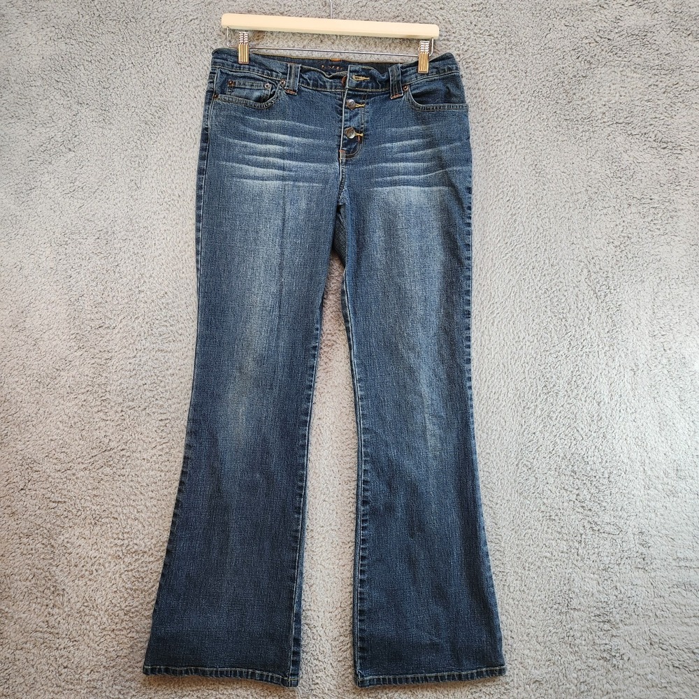 Bongo Let Me B Bootcut Jeans Women's 11 (Fits 31x31) Blue Mid-Rise Button Fly